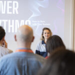 Breathwork coach Charlotte Grysolle delivering a resilience workshop Power Rhythms